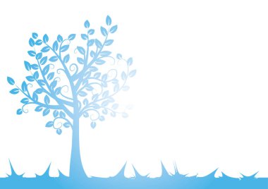 Yaprakları ve bitkileri olan vektör ağacı