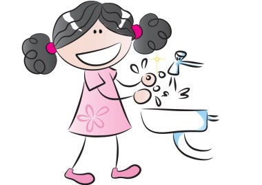 Güzel kız ellerini yıkıyor.