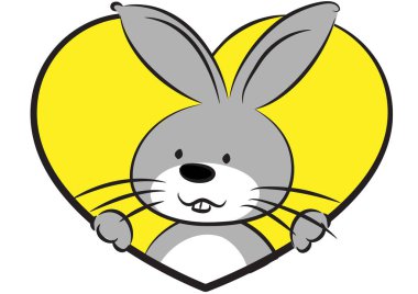 Sarı çiçekli sevimli tavşan.