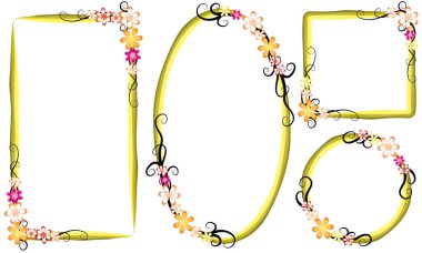 Beyaz arkaplanda izole edilmiş boş alanı olan güzel dekoratif çerçeveler, vektör illüstrasyonu 