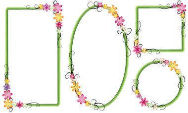 Beyaz arkaplanda izole edilmiş boş alanı olan güzel dekoratif çerçeveler, vektör illüstrasyonu 