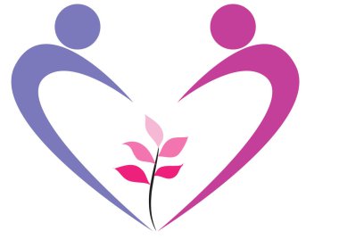 Beyaz arkaplanda bir kalp şeklinin vektör çizimi 