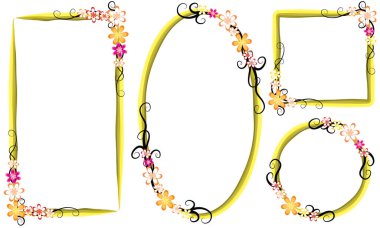 Beyaz arkaplanda izole edilmiş boş alanı olan güzel dekoratif çerçeveler, vektör illüstrasyonu 