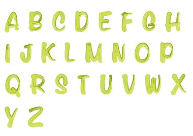 beyaz arkaplanda izole edilmiş çizgi film dekoratif alfabesi, vektör illüstrasyonu