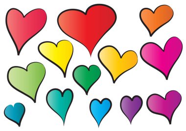 Güzel dekoratif kalp koleksiyonu, aşk konsepti 