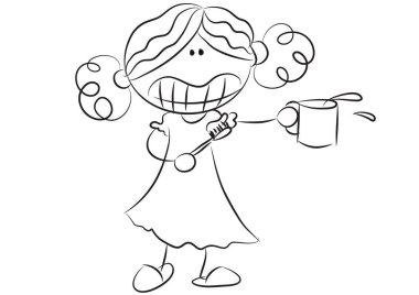 Çizgi film mutlu cadılar bayramı kızı diş fırçasıyla