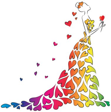 Rüyalar içindeki güzel bir kadının vektör çizimi