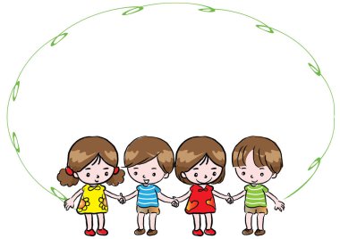 Çocuklar ve çocuklar bir çember içinde