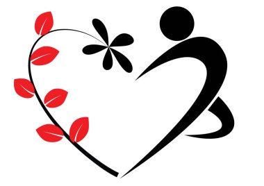 Beyaz arkaplanda bir kalp şeklinin vektör çizimi 