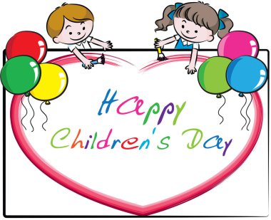 Bir kız ve pankartlı bir balonun çizimi