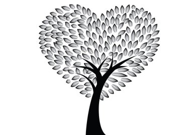 Beyaz arkaplanda ağaç silueti izole edildi