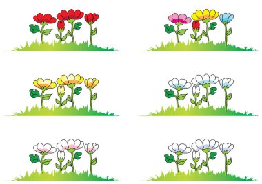 Bir dizi farklı çiçek.