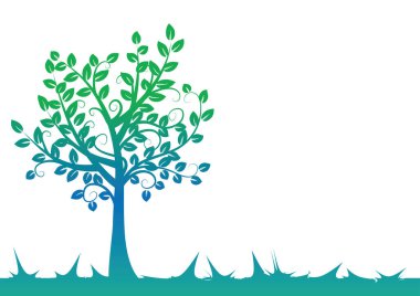 Beyaz arkaplanda yaprakları olan ağaç