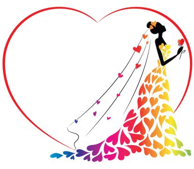 Bir kız ve bir kelebeğin vektör çizimi