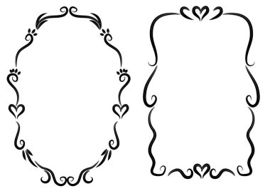 Siyah ve beyaz çerçevelerden oluşan vektör kümesi