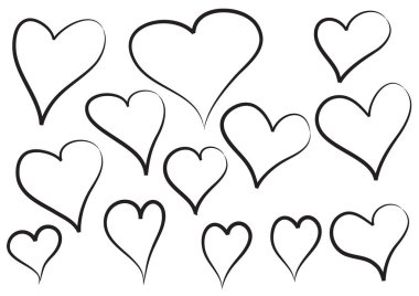 Bir grup kara kalp. vektör illüstrasyonu