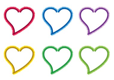 Farklı renkte kalpler.