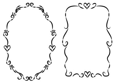 Beyaz arkaplanda izole edilmiş boş alanı olan güzel dekoratif çerçeveler, vektör illüstrasyonu 