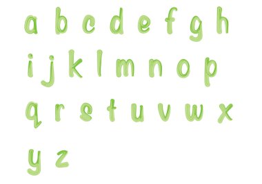 Beyaz üzerine yeşil alfabe vektör kümesi 