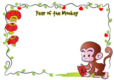 Kırmızı kalpli tatlı bir kızın çizgi film çizimi.