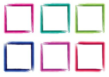 Beyaz arkaplanda izole edilmiş farklı soyut suluboya çerçeveler kümesi