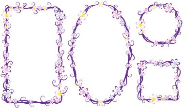 Beyaz arkaplanda izole edilmiş boş alanı olan güzel dekoratif çerçeveler, vektör illüstrasyonu 