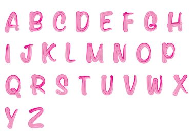 beyaz arkaplanda izole edilmiş çizgi film dekoratif alfabesi, vektör illüstrasyonu