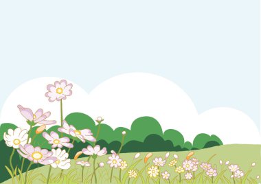 Çiçekler ve kelebeklerle dolu bahar arka planı