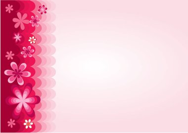 Beyaz bir kağıdın üzerinde pembe çiçekler ve kelebekler