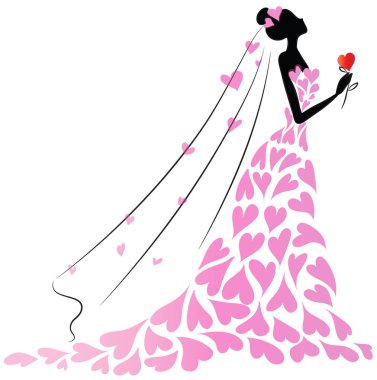 Çiçek buketi ve gelinliği olan kız.