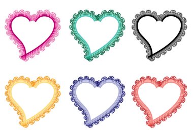 Güzel dekoratif kalp koleksiyonu, aşk konsepti 