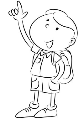 Siyah beyaz vektör çizimi, el ele tutuşan küçük bir çocuğun resmi.