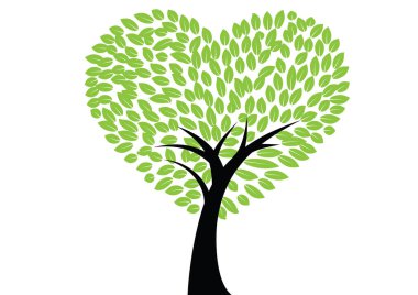 Beyaz arkaplanda yeşil yapraklı ağaç