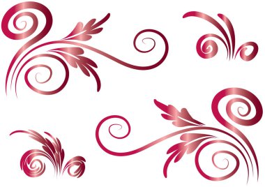 Kırmızı ve yeşil çiçek elementlerinin vektör kümesi