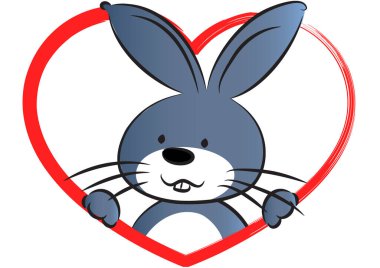 Kırmızı kurdeleli şirin tavşan.