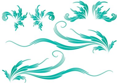 Beyaz arkaplanda çiçek elementlerinin vektör kümesi 