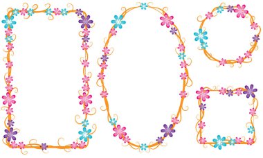 Beyaz arkaplanda izole edilmiş boş alanı olan güzel dekoratif çerçeveler, vektör illüstrasyonu 