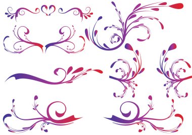 Pembe ve mor çiçek dizaynının vektör kümesi 