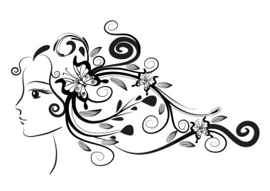 Çiçekli güzel kız.