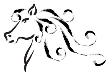 Bir at siluetinin vektör çizimi