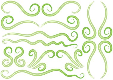 Yeşil ve beyaz girdap dalgalarının vektör çizimi