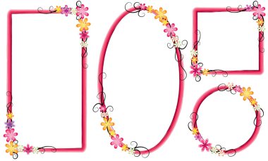 Beyaz arkaplanda izole edilmiş boş alanı olan güzel dekoratif çerçeveler, vektör illüstrasyonu 