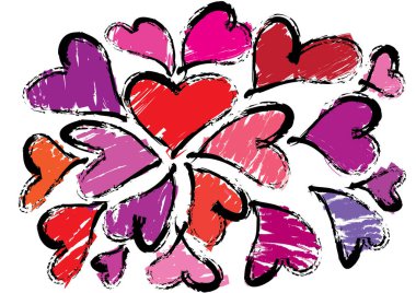 Güzel dekoratif kalp koleksiyonu, aşk konsepti 