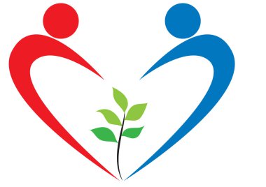 Beyaz arkaplanda bir kalp şeklinin vektör çizimi 