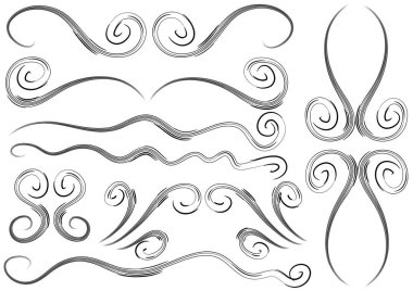 Siyah ve beyaz vektör dekoratif elementler kümesi