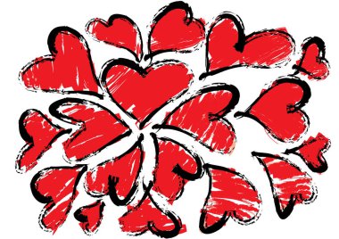 Güzel dekoratif kalp koleksiyonu, aşk konsepti 