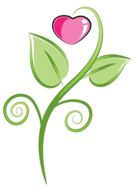 Bitkinin üzerindeki kalbin vektör illüstrasyonu    