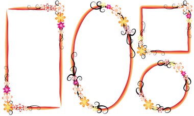 Beyaz arkaplanda izole edilmiş boş alanı olan güzel dekoratif çerçeveler, vektör illüstrasyonu 