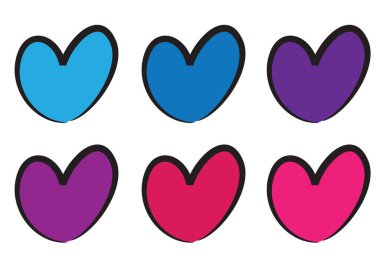 Güzel dekoratif kalp koleksiyonu, aşk konsepti 