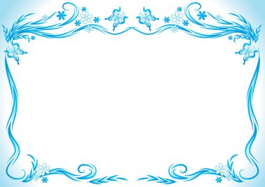 metin için yeri olan mavi çiçek çerçevesi